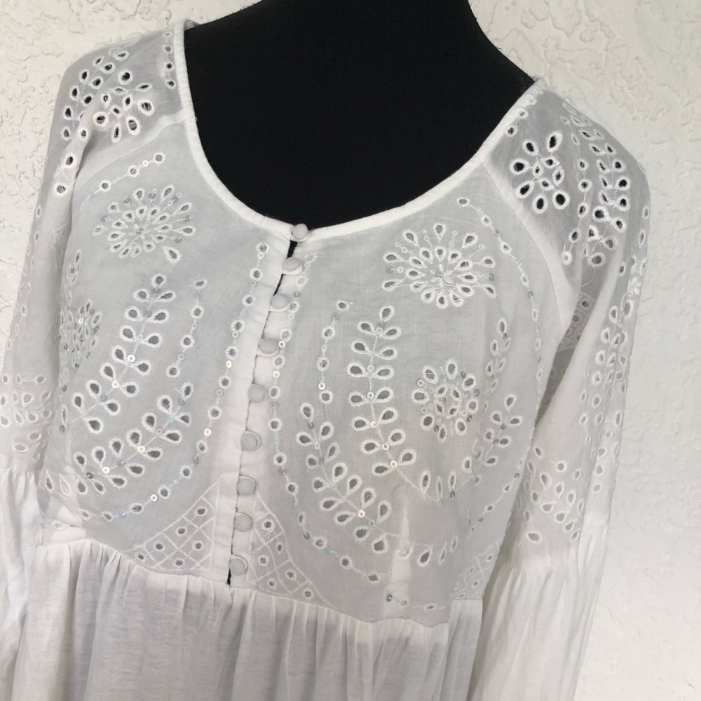 Free People Sea Of Love Bell Sleeve Boho Top - Picture 3 of 8